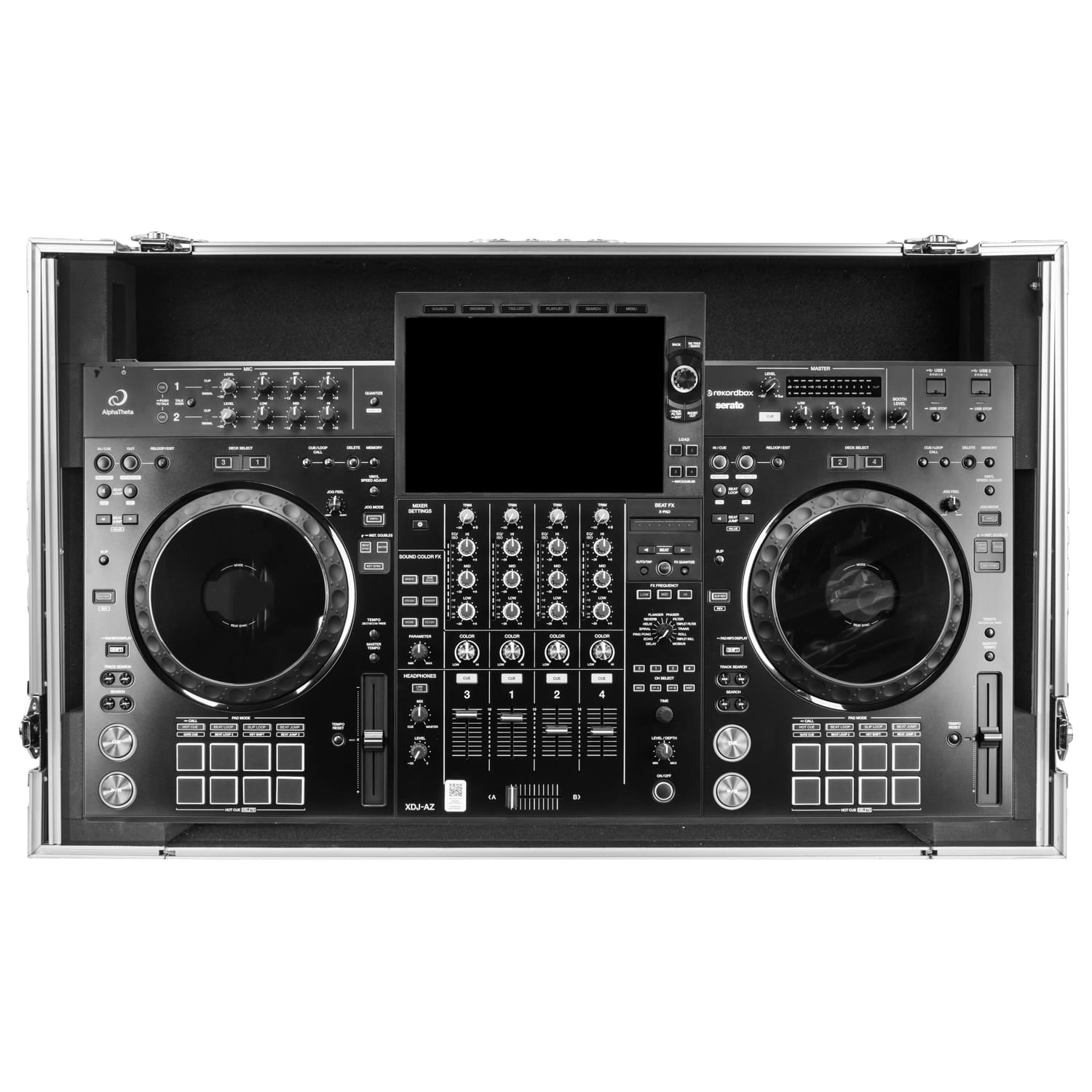 Odyssey FZGSATXDJAZW - AlphaTheta XDJ-AZ Dual 1U Rack Space Flight Case with Glide Style Laptop Platform and Wheels