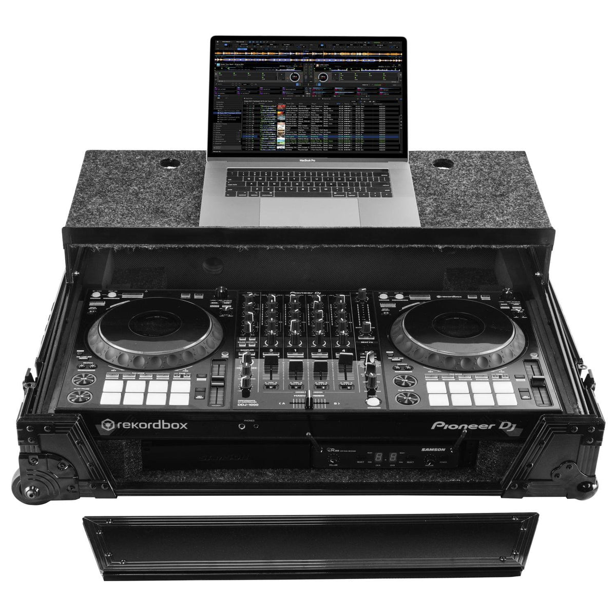 Odyssey FZGSDDJ1000BL1UCW - Pioneer DDJ-1000 / DDJ-1000SRT 1U Case in Black with Patented Glide Platform and Corner Wheels