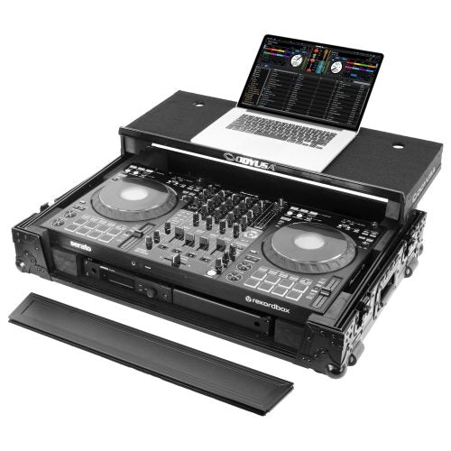 Odyssey FZGSDDJFLX10W1BL - Odyssey Black Label DDJ-FLX10 1U Flight Case with Glide Style Laptop Platform and Wheels