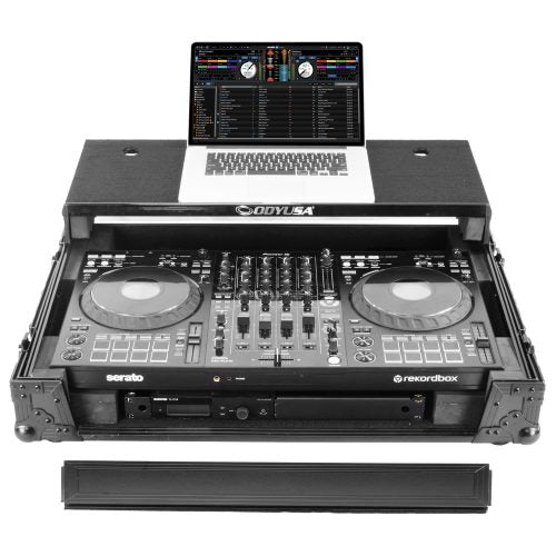 Odyssey FZGSDDJFLX10W1BL - Odyssey Black Label DDJ-FLX10 1U Flight Case with Glide Style Laptop Platform and Wheels