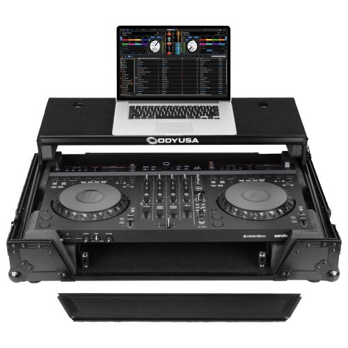 Odyssey FZGSDDJGRV6W1BL - AlphaTheta DDJ-GRV6 Case in Black with 1U Rack Space and Patented Glide Platform
