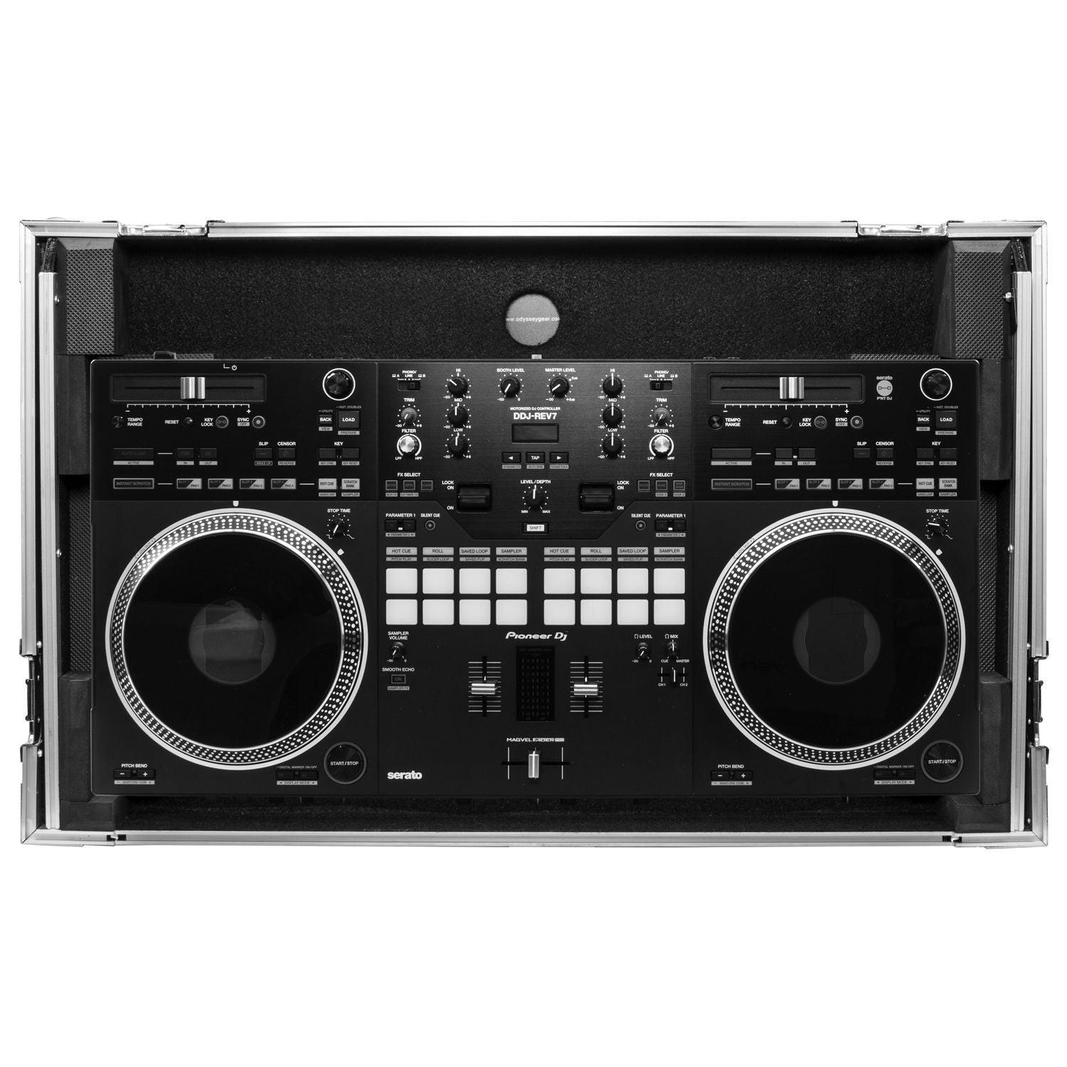 Odyssey FZGSDDJREV7W - Pioneer DDJ-REV7 Glide Style Flight Case with Wheels and Laptop Platform
