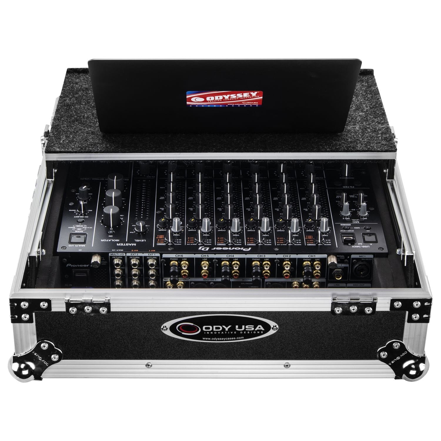 Odyssey FZGSDJMV10 - Pioneer DJM-V10 ATA Flight Case with Glide Laptop Platform