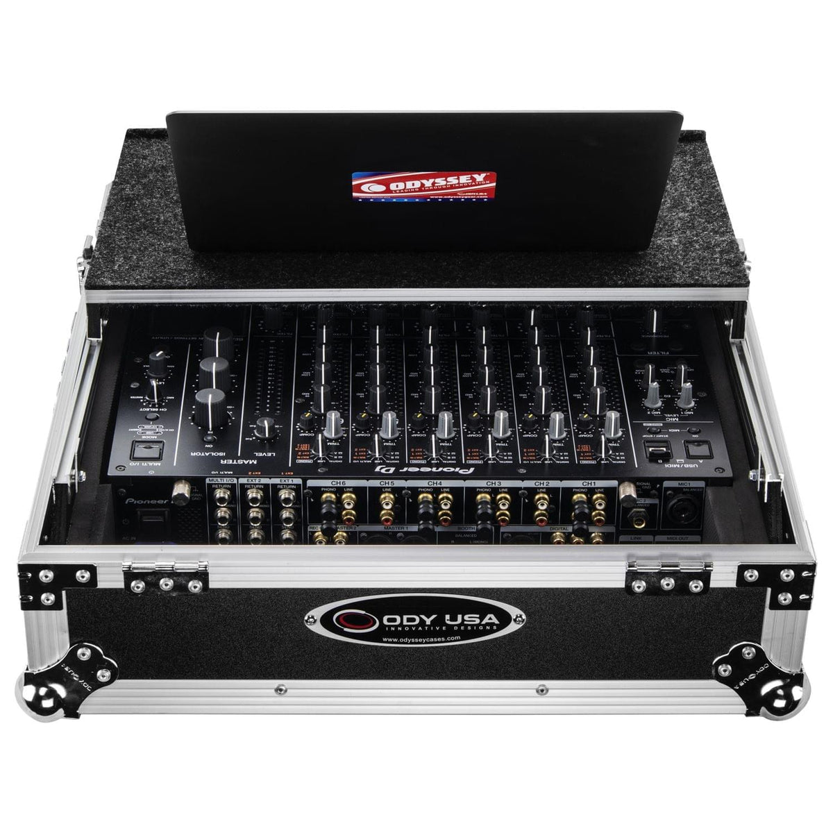 Odyssey FZGSDJMV10 - Pioneer DJM-V10 ATA Flight Case with Glide Laptop Platform.