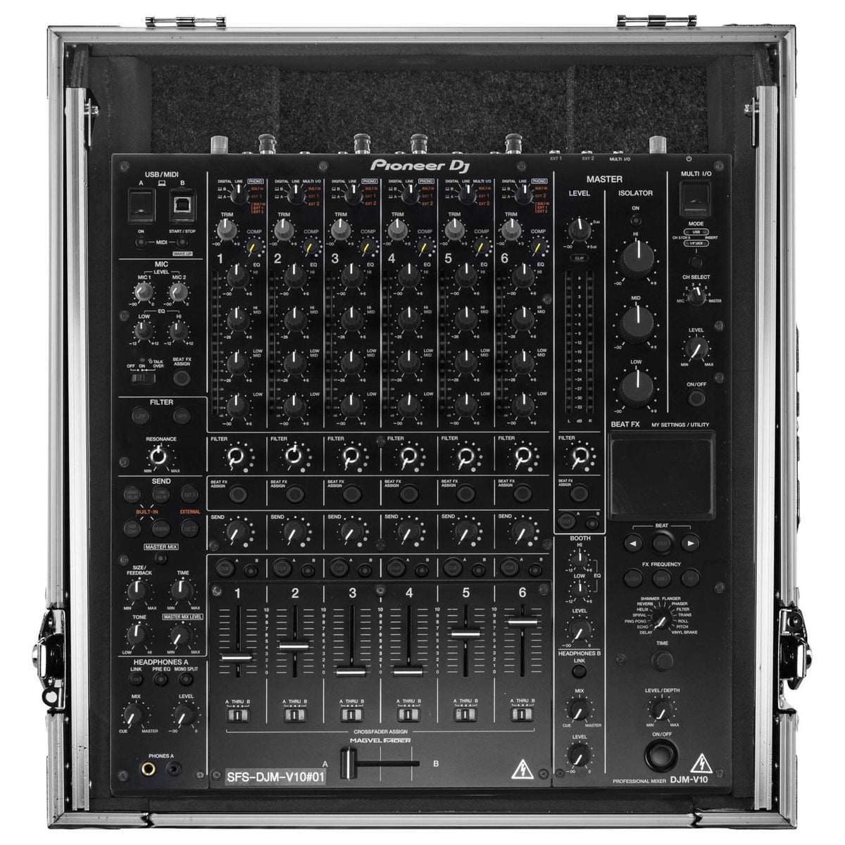 Odyssey FZGSDJMV10 - Pioneer DJM-V10 ATA Flight Case with Glide Laptop Platform.