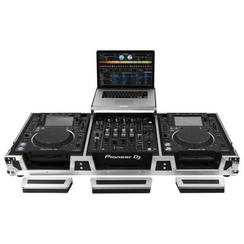Odyssey FZGSL12CDJWR - Low Profile 12" Format DJ Mixer and Two Large Format Media Players Flight Coffin Case with Wheels and Glide Platform