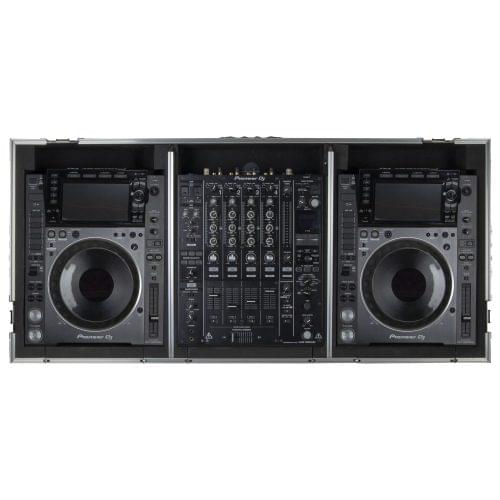 Odyssey FZGSL12CDJWR - Low Profile 12" Format DJ Mixer and Two Large Format Media Players Flight Coffin Case with Wheels and Glide Platform