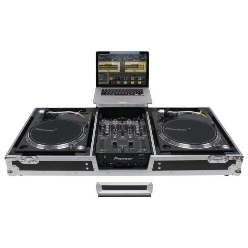 Odyssey FZGSLBM10WR - Low Profile 10" Format DJ Mixer and Two Battle Position Turntables Flight Coffin Case with Wheels and Glide Platform