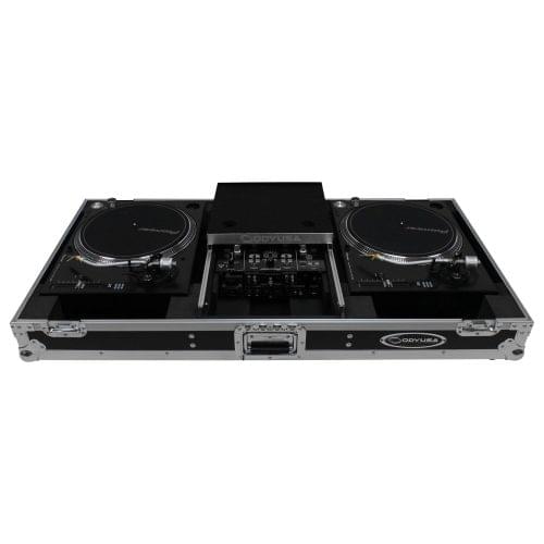Odyssey FZGSLBM10WR - Low Profile 10" Format DJ Mixer and Two Battle Position Turntables Flight Coffin Case with Wheels and Glide Platform