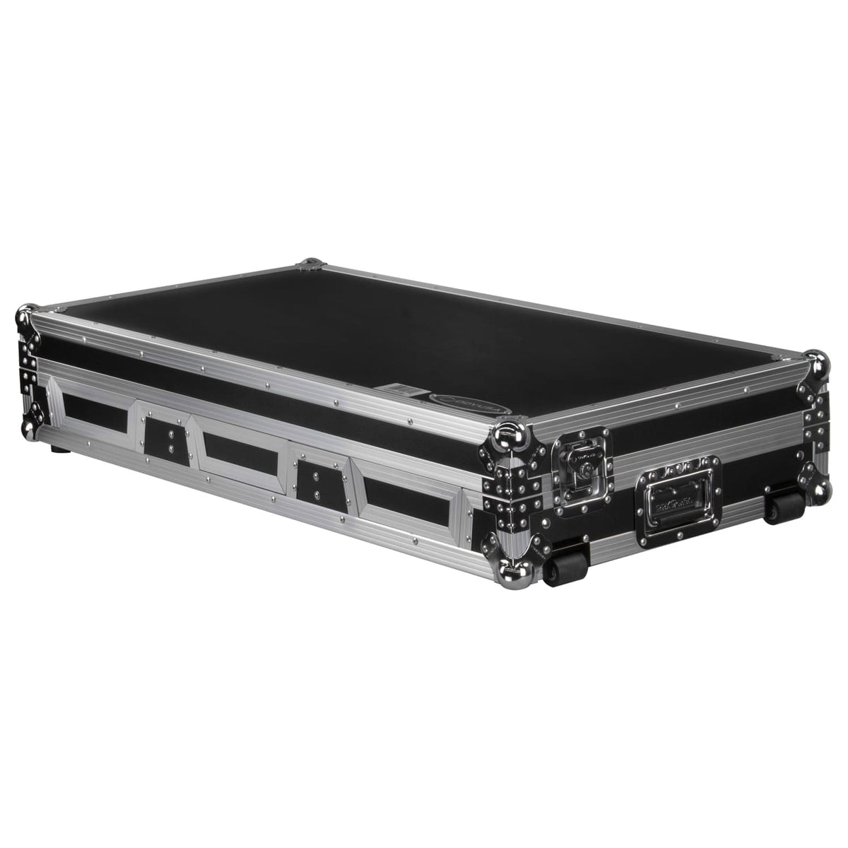 Odyssey FZGSP12CDJW2 - Universal 12″ Format DJ Mixer and Two Large Format Media Players Flight Coffin Case with Full Glide Platform.