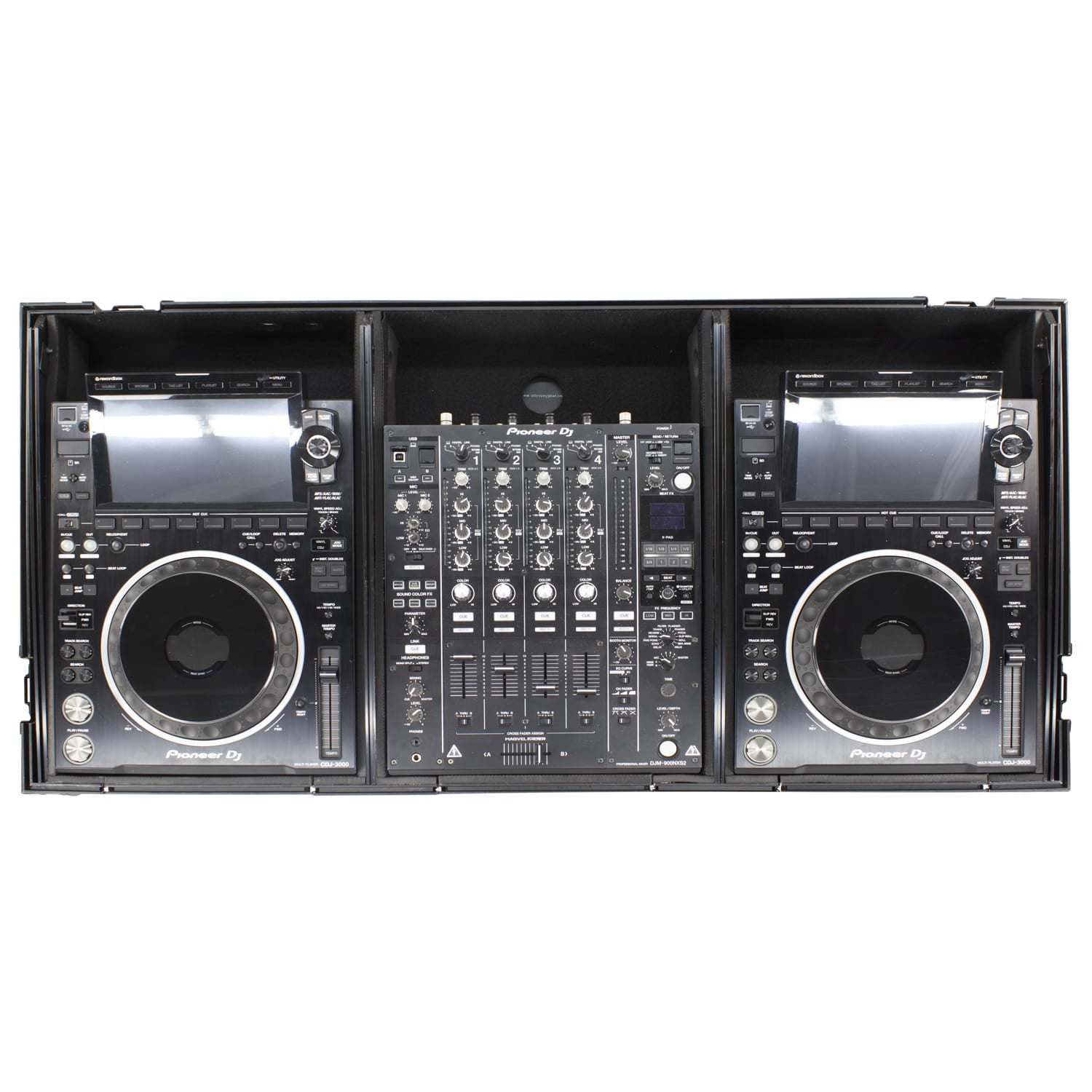Odyssey FZGSP12CDJW2BL - Odyssey Full Glide Platform Black Label DJ Coffin Flight Case for 12″ Format DJ Mixer and Two Large Format Media Players