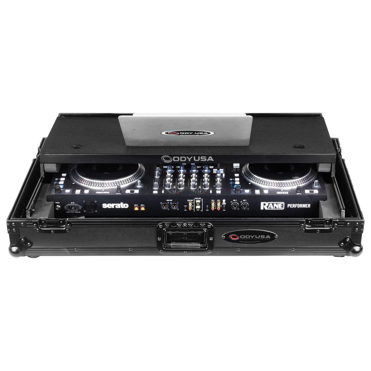 Odyssey FZGSPERFORMERW1BL - RANE PERFORMER Black Label 1U Flight Case with Glide Style Laptop Platform and Wheels.