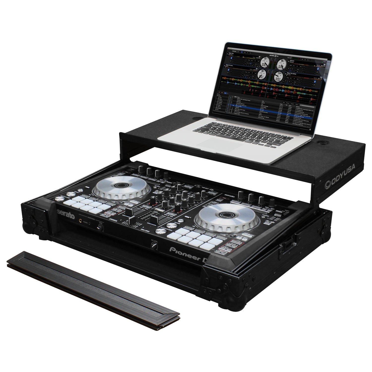 Odyssey FZGSPIDDJSR2BL - Black Pioneer DDJ-SR2 Flight Case with Glide Platform.
