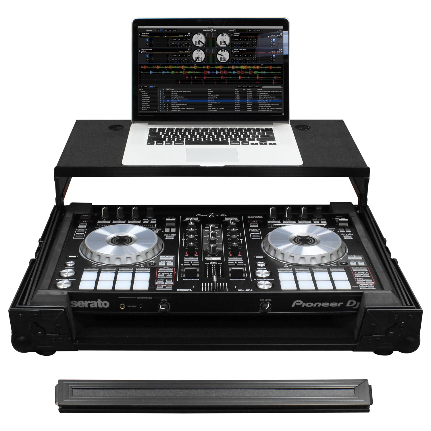 Odyssey FZGSPIDDJSR2BL - Black Pioneer DDJ-SR2 Flight Case with Glide Platform.