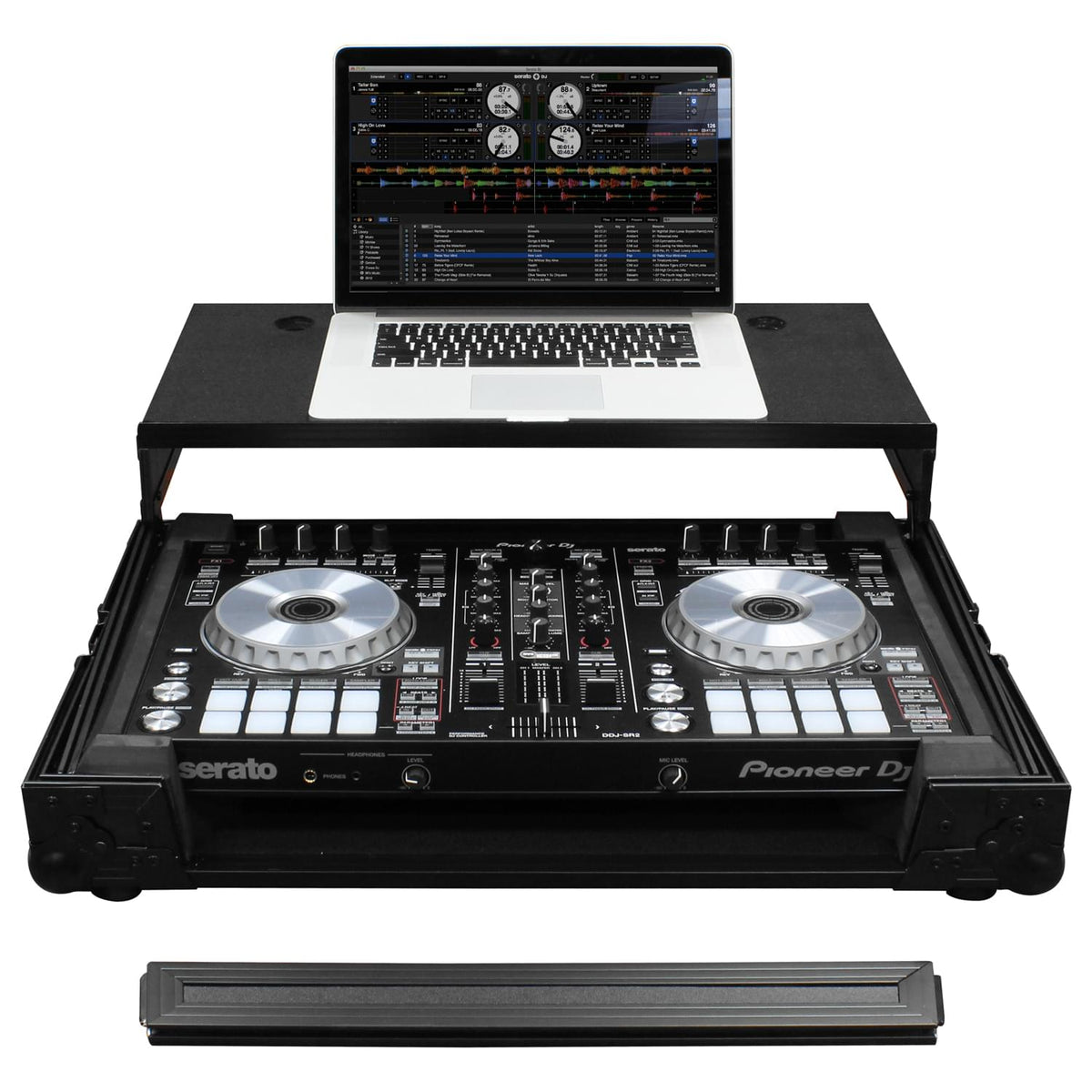 Odyssey FZGSPIDDJSR2BL - Black Pioneer DDJ-SR2 Flight Case with Glide Platform.