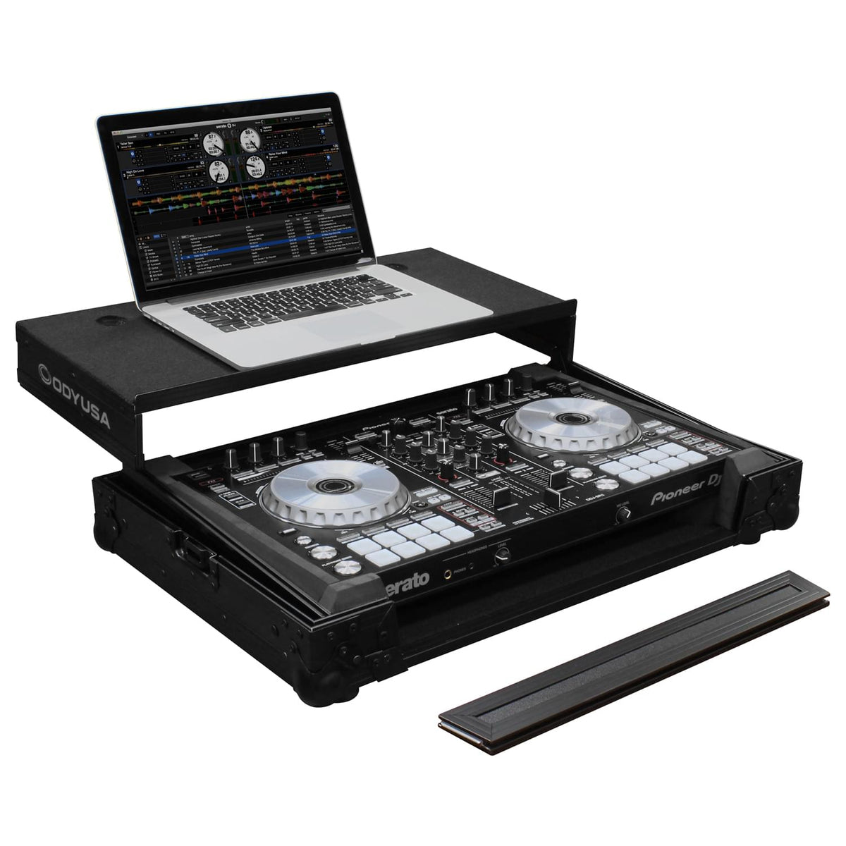 Odyssey FZGSPIDDJSR2BL - Black Pioneer DDJ-SR2 Flight Case with Glide Platform.