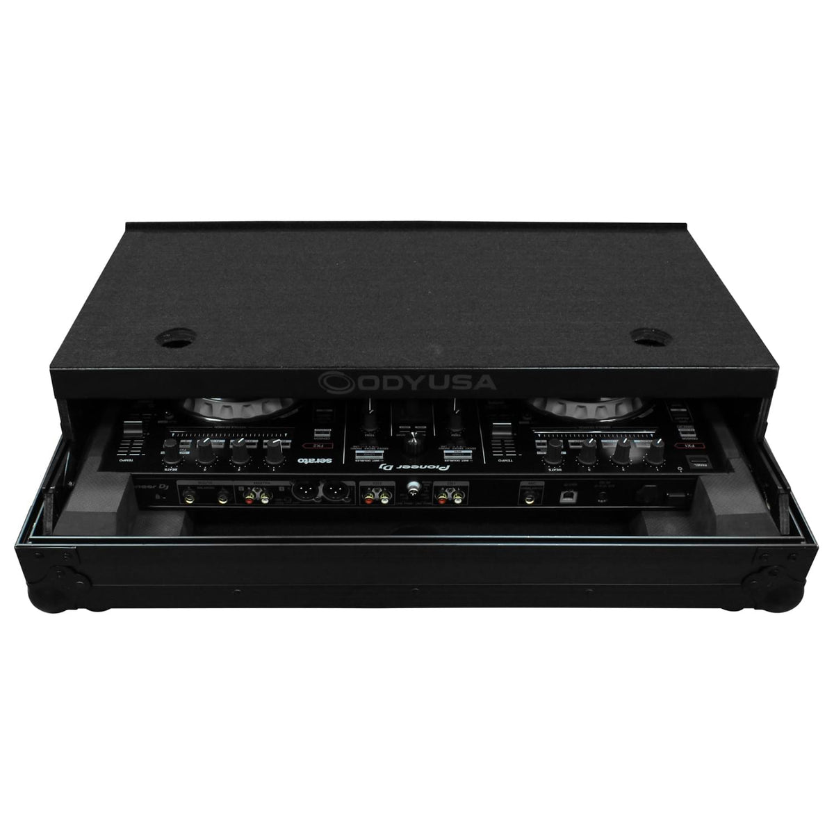 Odyssey FZGSPIDDJSR2BL - Black Pioneer DDJ-SR2 Flight Case with Glide Platform.