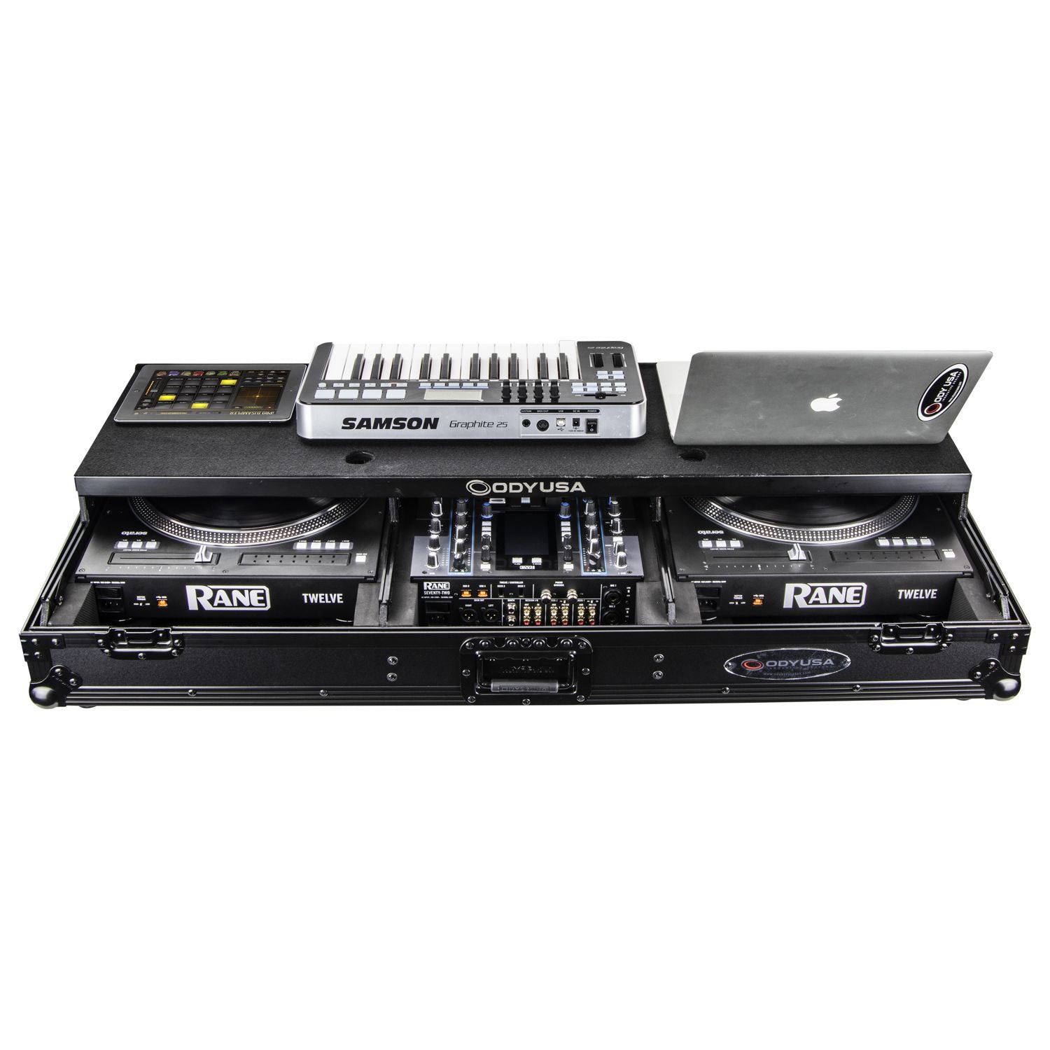 Odyssey FZGSPRA1272WBL - Rane Seventy / Seventy-Two and Rane Twelve Remixer Black Glide Style DJ Coffin Case.