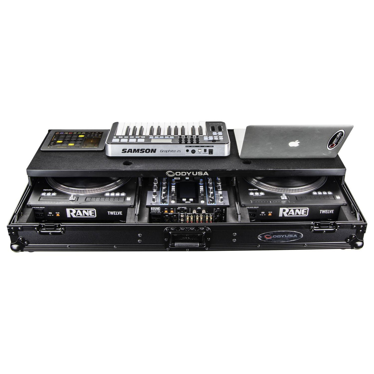 Odyssey FZGSPRA1272WBL - Rane Seventy / Seventy-Two and Rane Twelve Remixer Black Glide Style DJ Coffin Case.