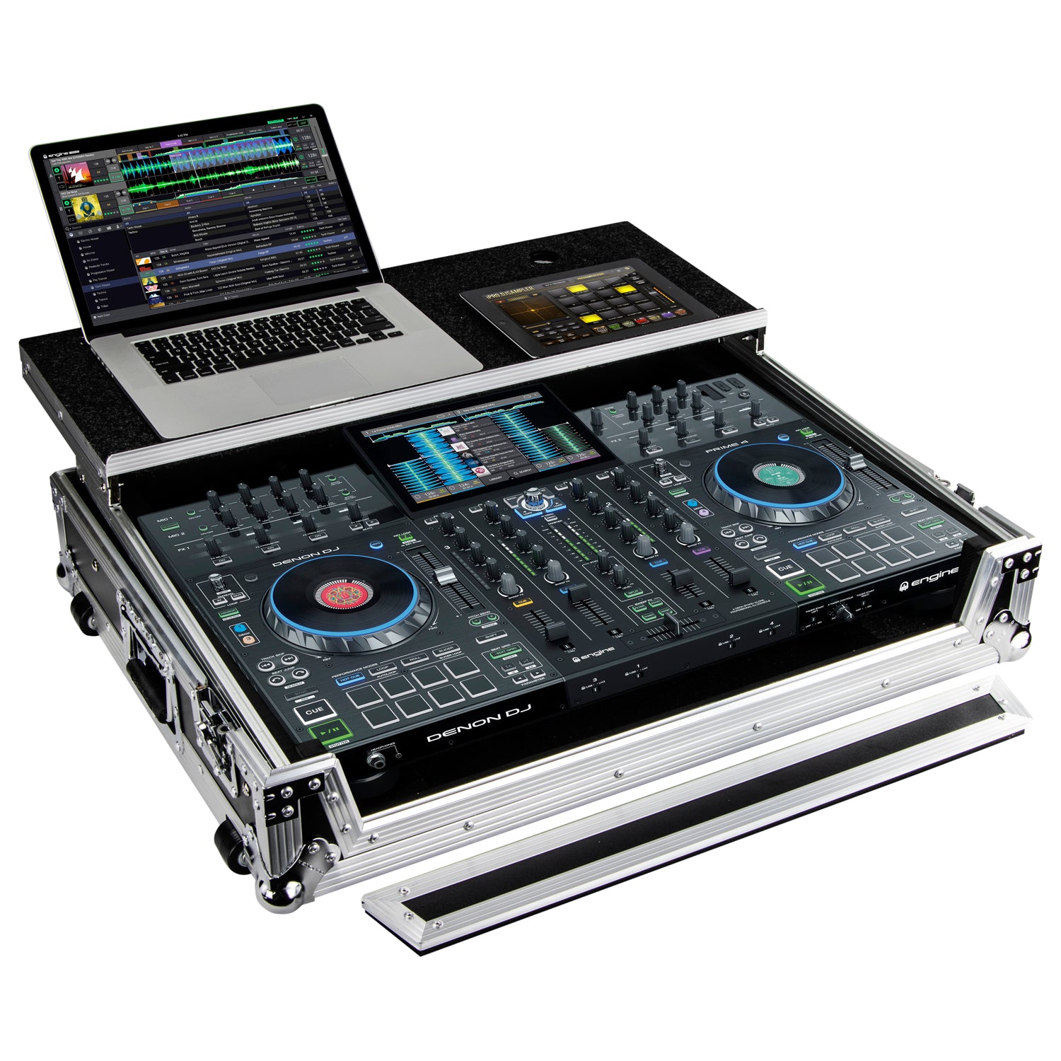 Odyssey FZGSPRIME4 - Denon Prime 4 / 4+ Flight Case with Glide Platform.