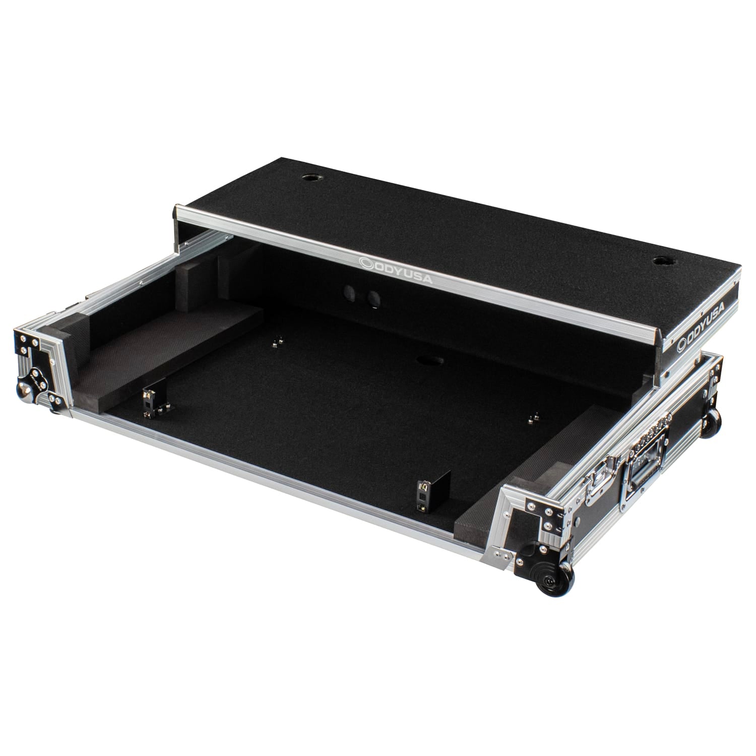 Odyssey FZGSRANE4W1 - RANE FOUR 1U Flight Case with Glide Style Laptop Platform and Wheels.