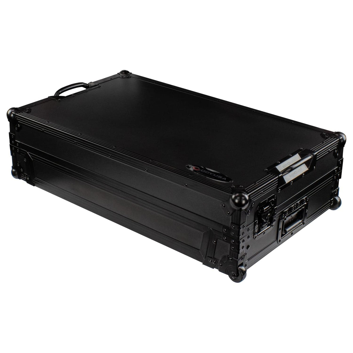 Odyssey FZGSRANE4W1BL - RANE FOUR Black Label 1U Flight Case with Glide Style Laptop Platform and Wheels.