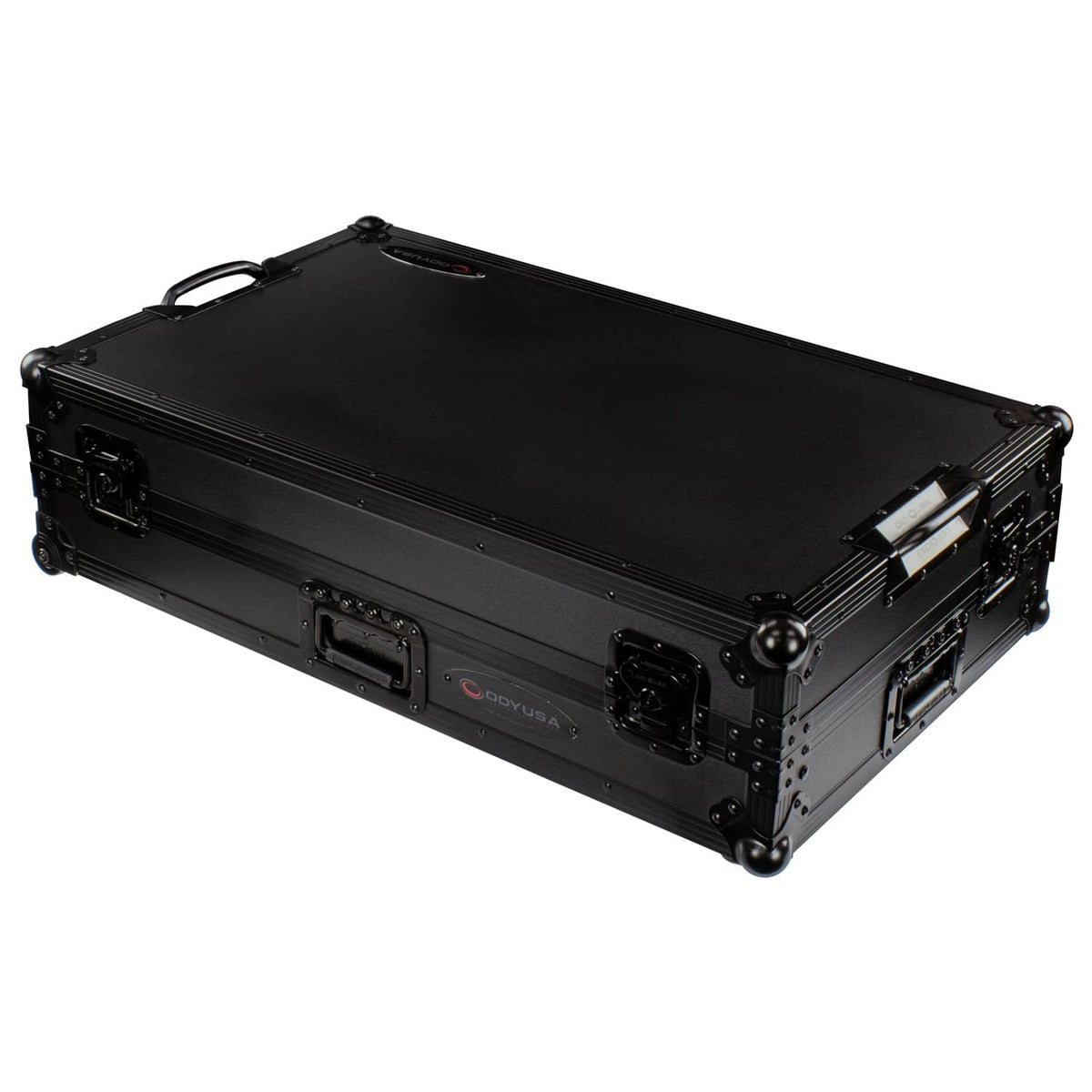 Odyssey FZGSRANE4W1BL - RANE FOUR Black Label 1U Flight Case with Glide Style Laptop Platform and Wheels.