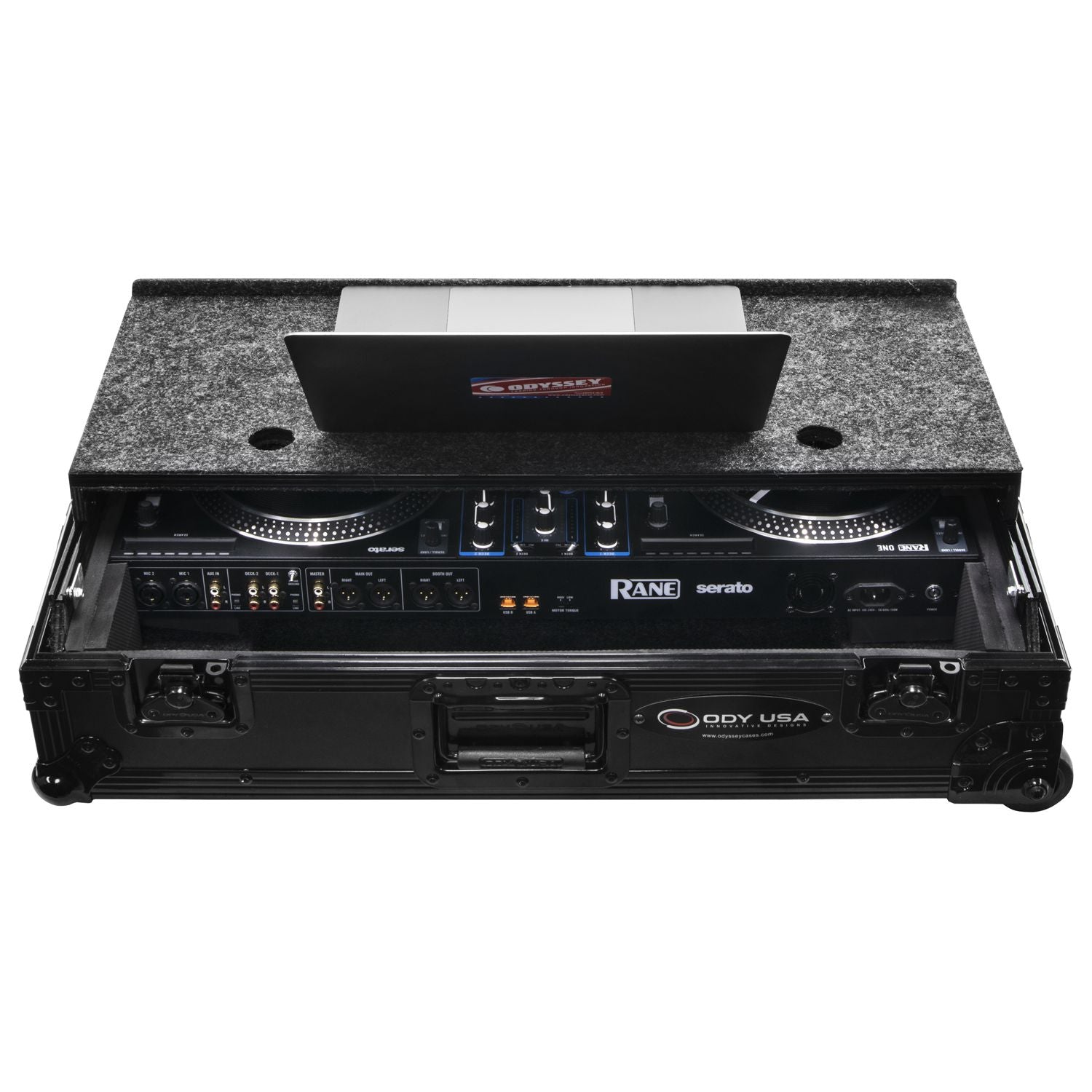 Odyssey FZGSRANEONEBLCW - Rane One Flight Case in Black with Patented Glide Platform and Corner Wheels