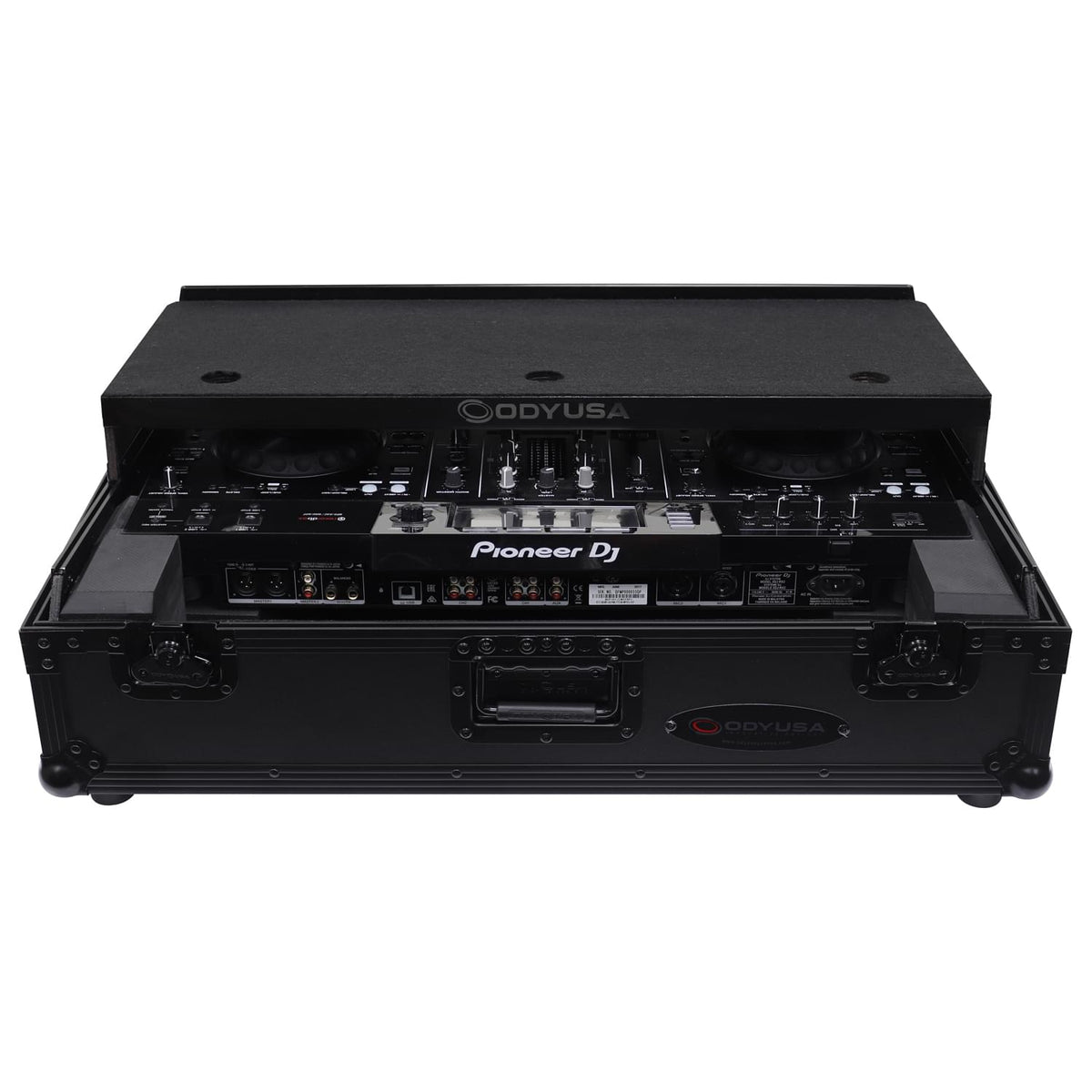 Odyssey FZGSXDJRX2W2BL - Black Pioneer XDJ-RX / XDJ-RX2 Flight Case with 2U Rack Space and Glide Platform