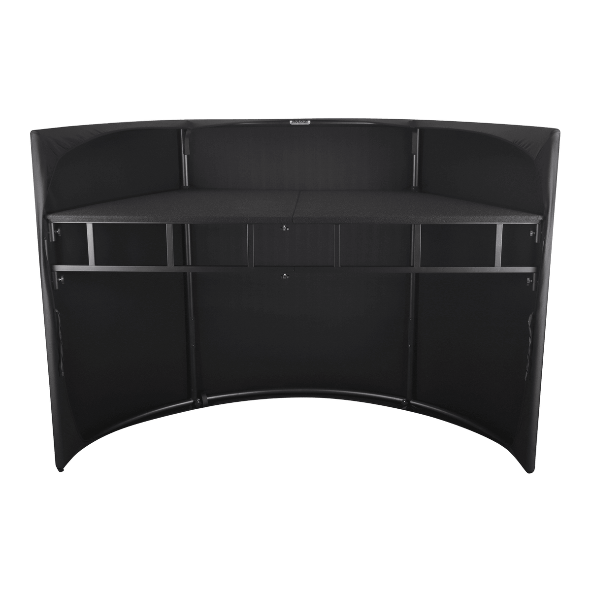 JMAZ COMMAND BOOTH - Command Booth Event Facade w/ Black and White Scrims.