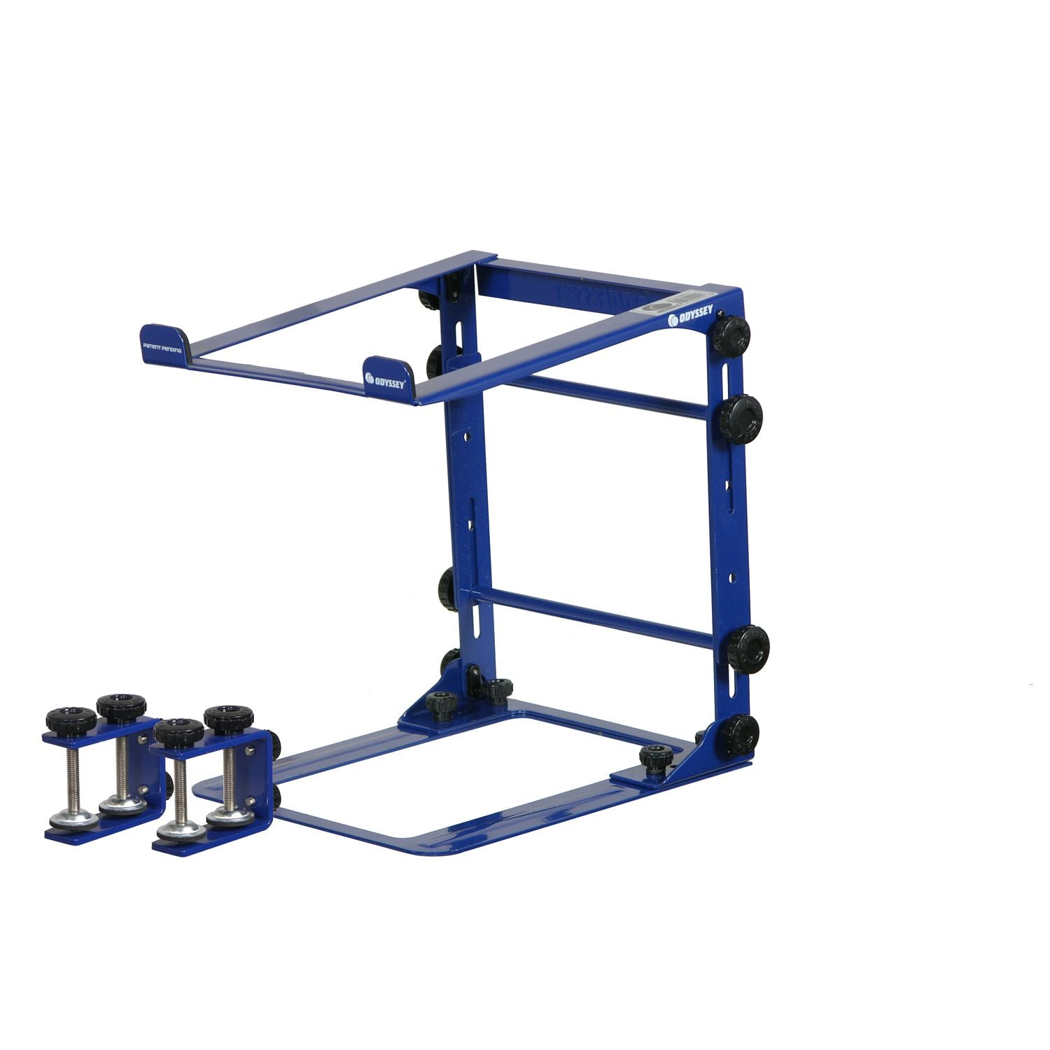 Odyssey LSTANDMNVY - Designer DJ Series Navy L-Stand Mobile Folding Laptop/gear Stand with Table/case Clamps