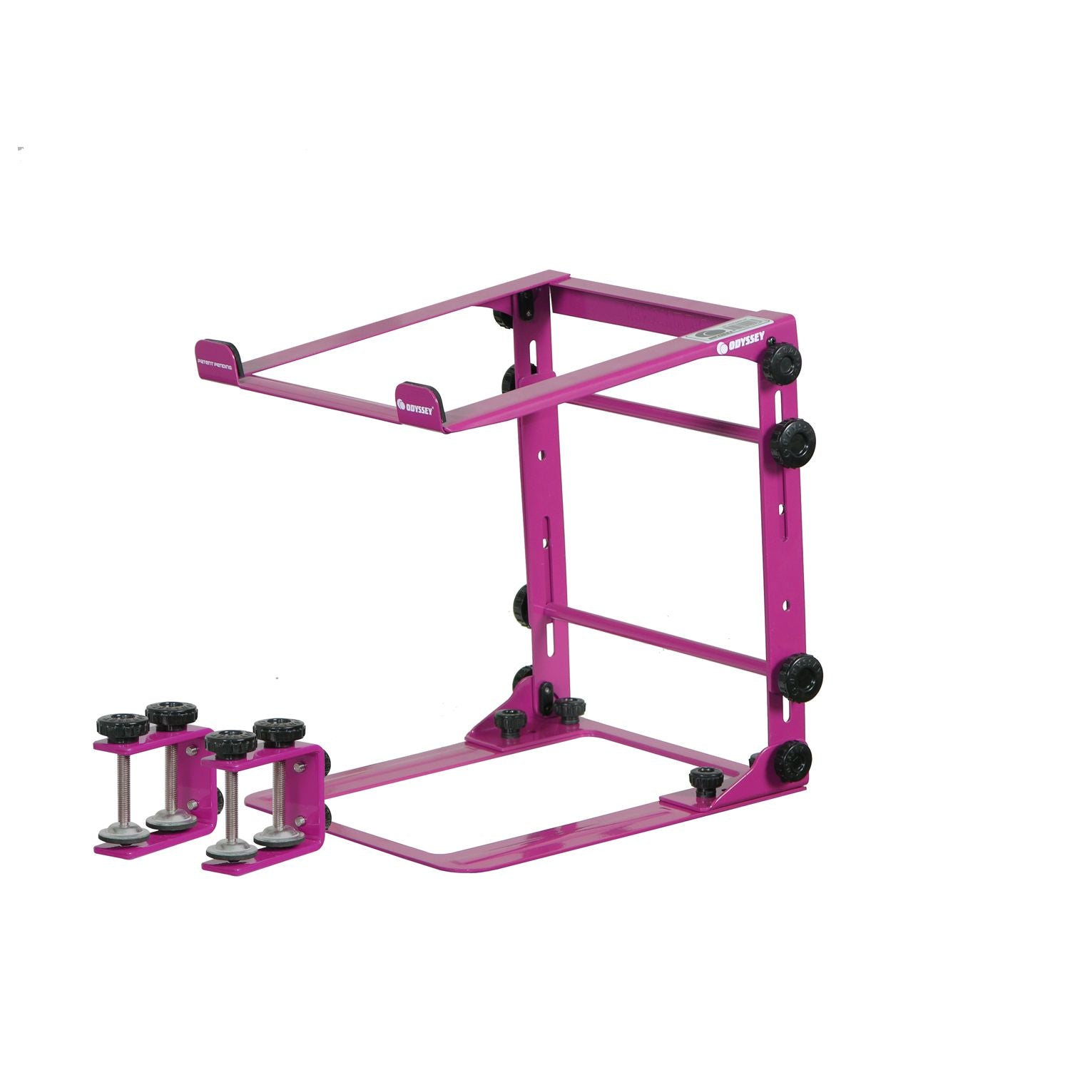 Odyssey LSTANDMPNK - Designer DJ Series Pink L-Stand Mobile Folding Laptop/gear Stand with Table/case Clamps