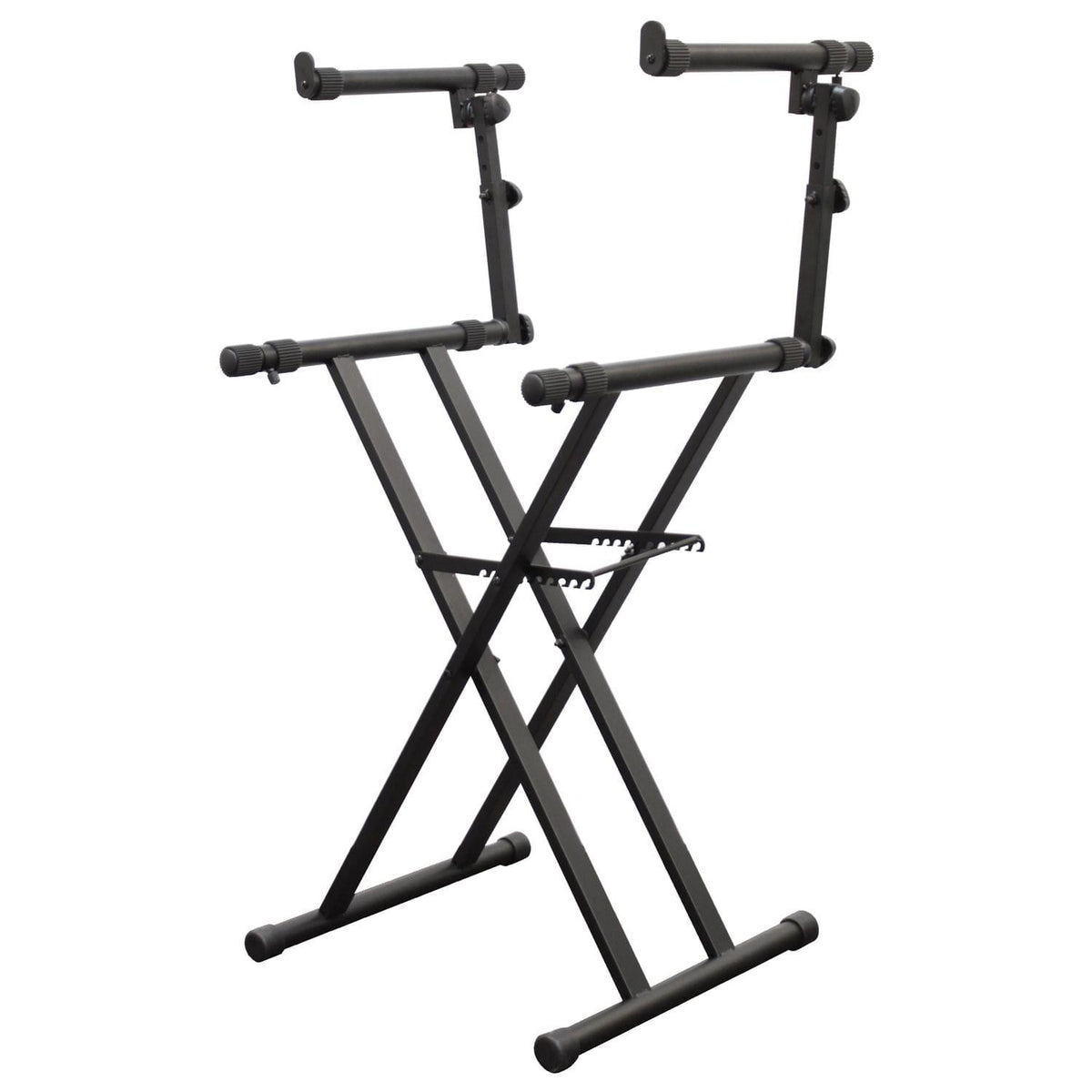 Odyssey LTBXS2 - Black Heavy-Duty Two Tier X-Stand for DJ Coffins and Controller Cases.