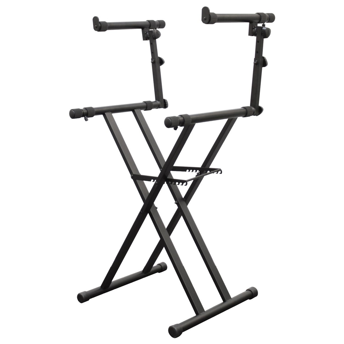 Odyssey LTBXS2 - Black Heavy-Duty Two Tier X-Stand for DJ Coffins and Controller Cases.