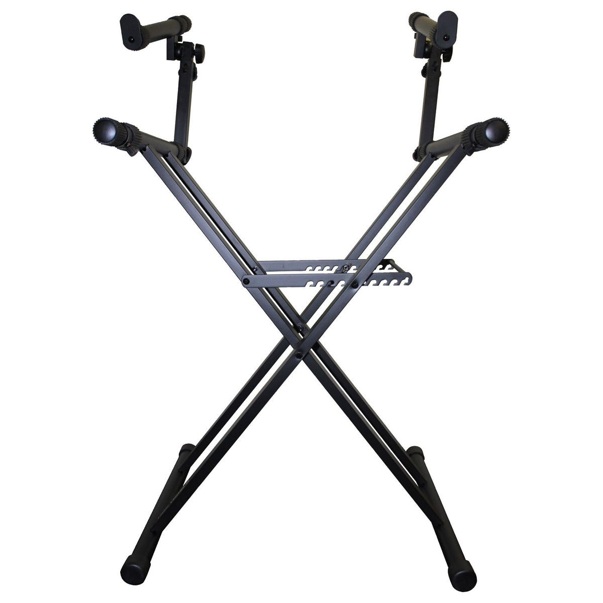 Odyssey LTBXS2 - Black Heavy-Duty Two Tier X-Stand for DJ Coffins and Controller Cases.