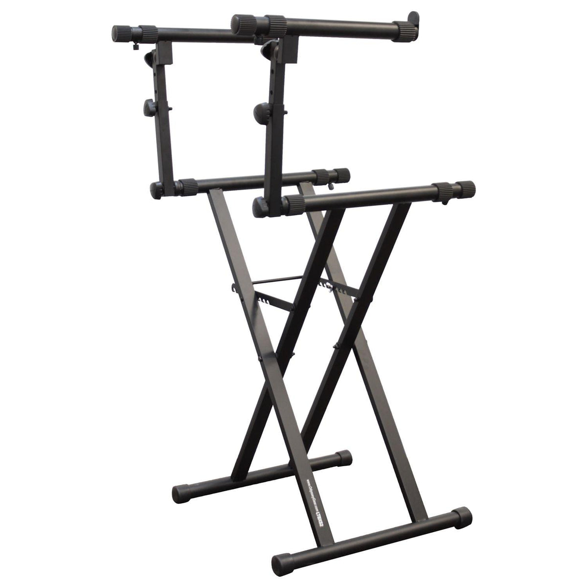 Odyssey LTBXS2 - Black Heavy-Duty Two Tier X-Stand for DJ Coffins and Controller Cases.