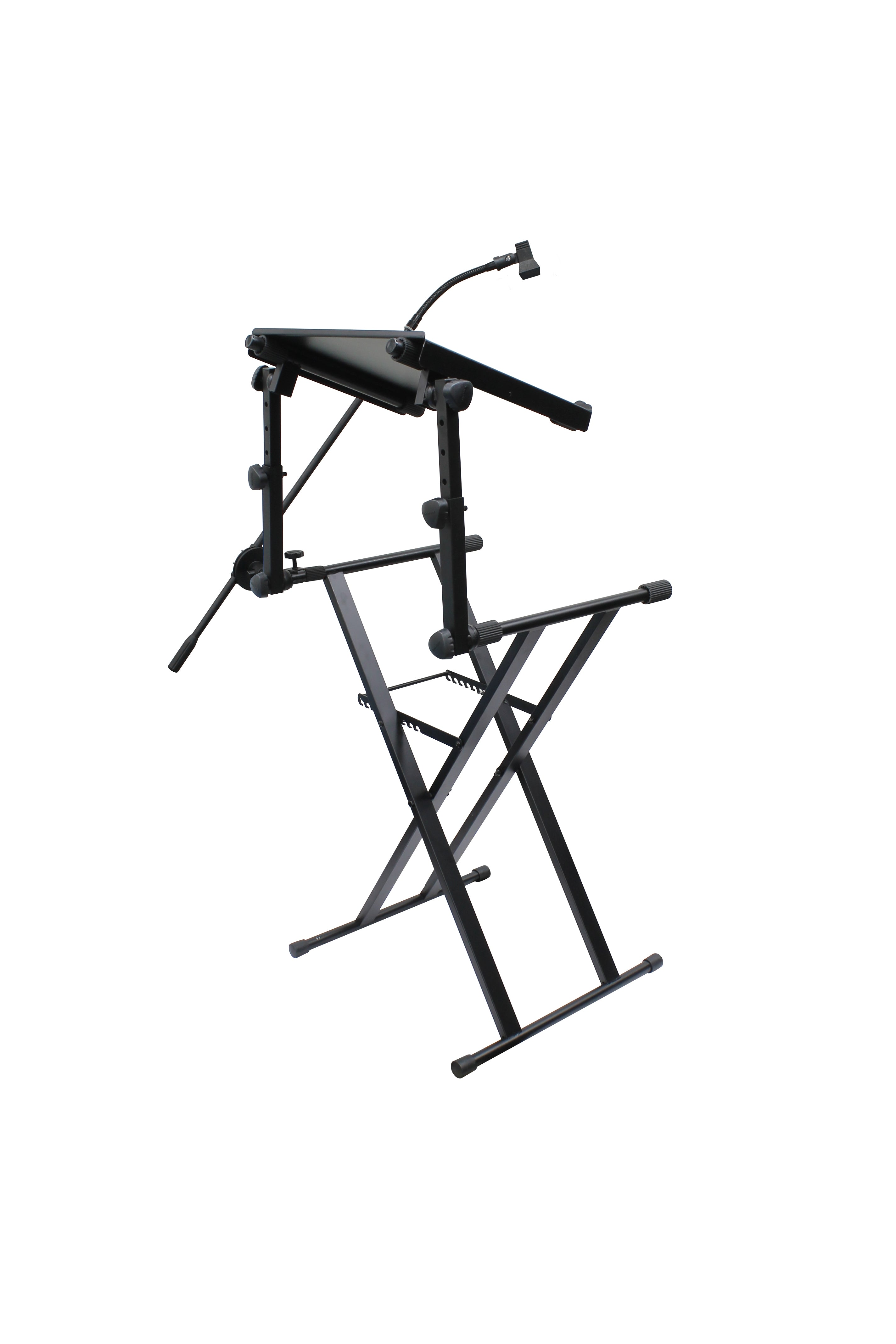 Odyssey LTBXS2MTCP - X-Stand Combo Pack Dual Tier Heavy-Duty Folding Stand with Microphone Boom and Laptop/Gear Shelf