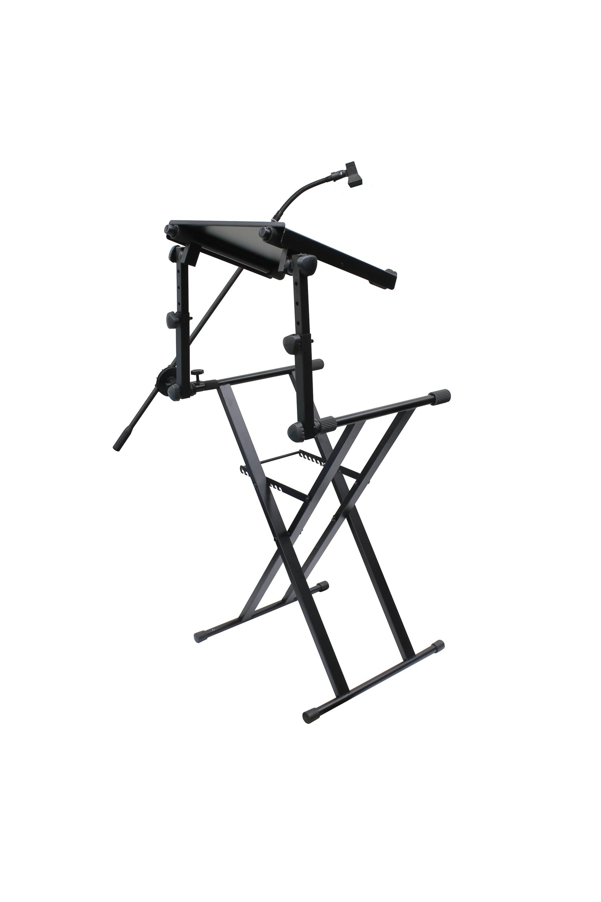 Odyssey LTBXS2MTCP - X-Stand Combo Pack Dual Tier Heavy-Duty Folding Stand with Microphone Boom and Laptop/Gear Shelf.