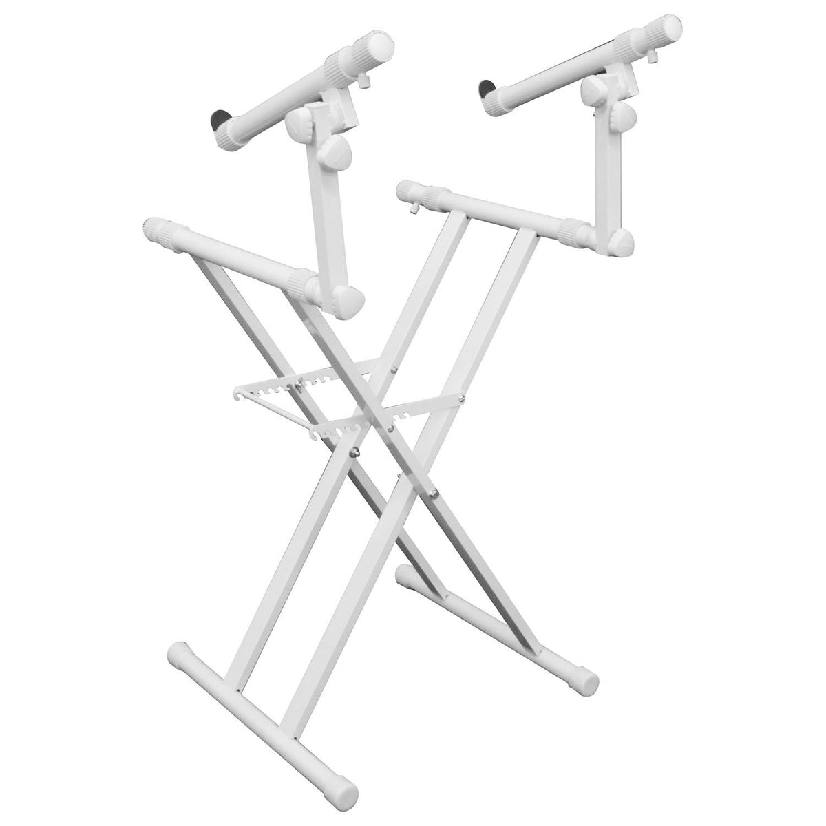 Odyssey LTBXS2WHT - White Heavy-Duty Two Tier X-Stand for DJ Coffins and Controller Cases.