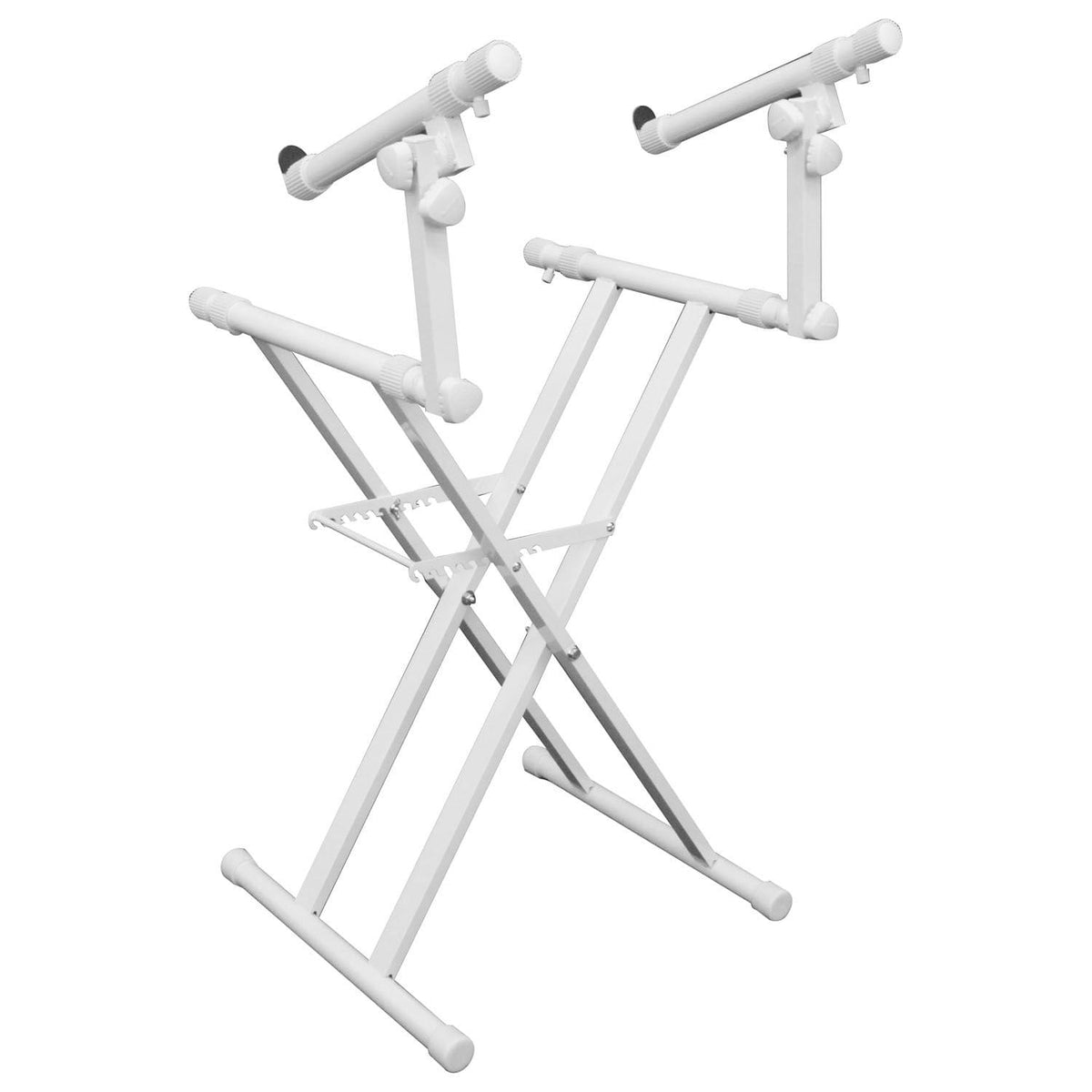 Odyssey LTBXS2WHT - White Heavy-Duty Two Tier X-Stand for DJ Coffins and Controller Cases.