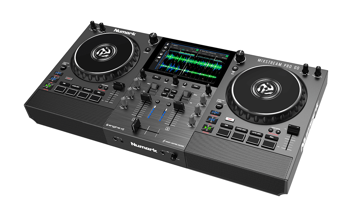 Numark Mixstream Pro GO - Battery-Powered Standalone Streaming DJ Controller with Amazon Music.