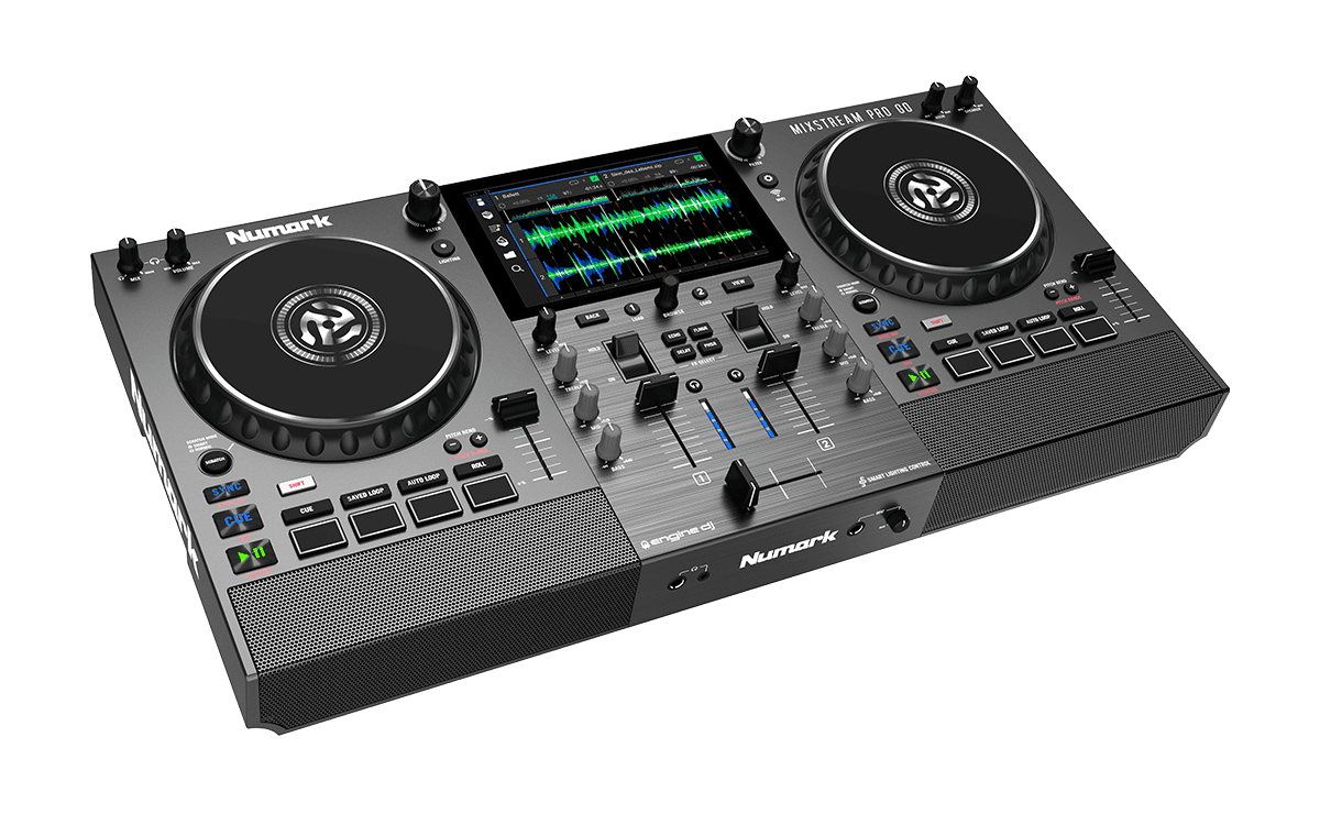 Numark Mixstream Pro GO - Battery-Powered Standalone Streaming DJ Controller with Amazon Music.