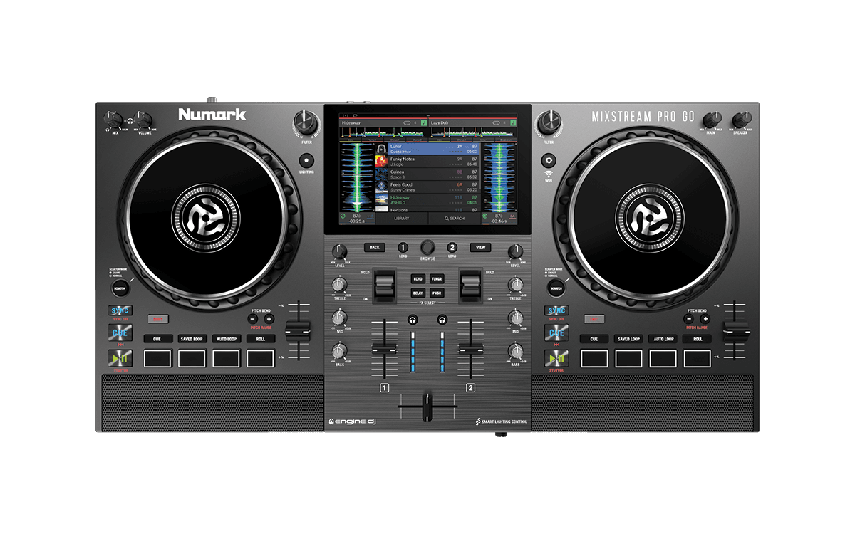 Numark Mixstream Pro GO - Battery-Powered Standalone Streaming DJ Controller with Amazon Music.