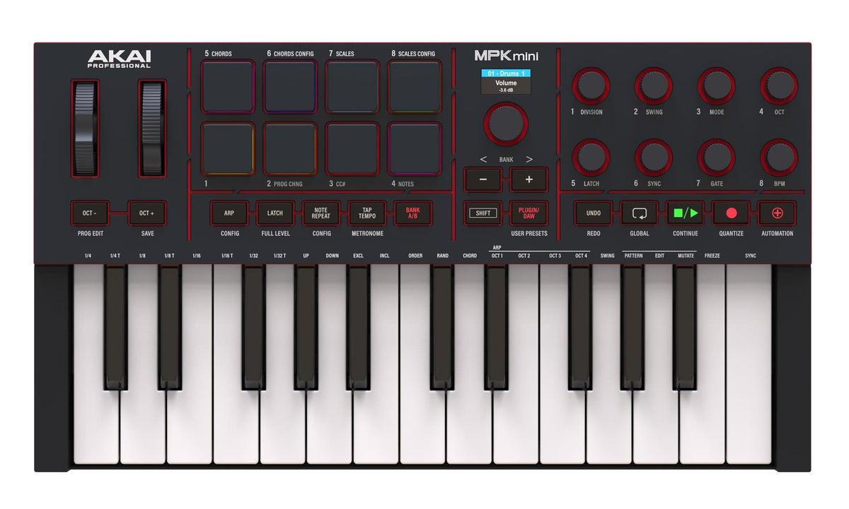 Akai MPK Mini IV - Compact Keyboard and PAD/MIDI Controller (Black).