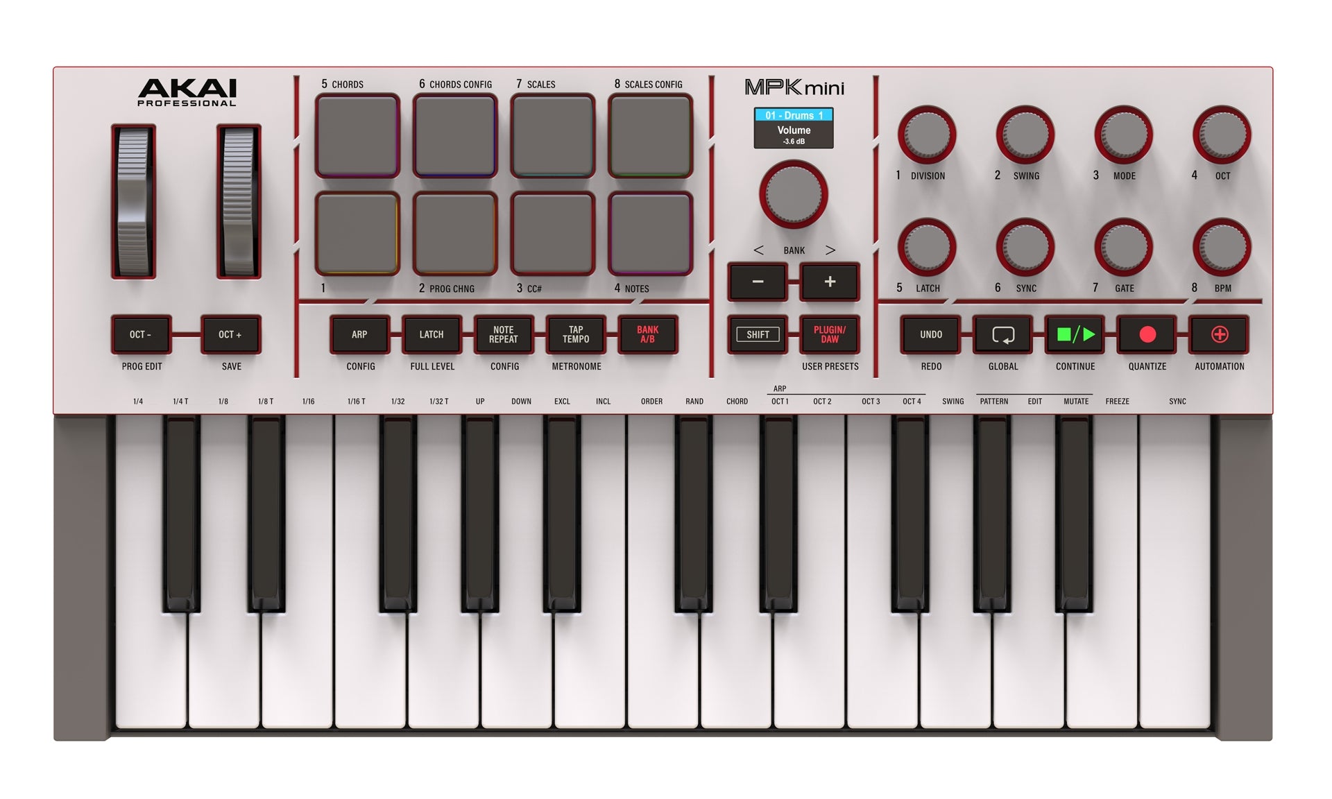 Akai MPK Mini IV - Compact Keyboard and PAD/MIDI Controller (White)