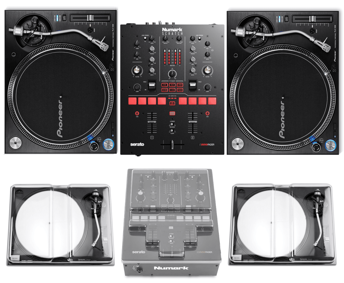 Numark Scratch + 2x Pioneer DJ PLX-1000 and Protective Covers Bundle.