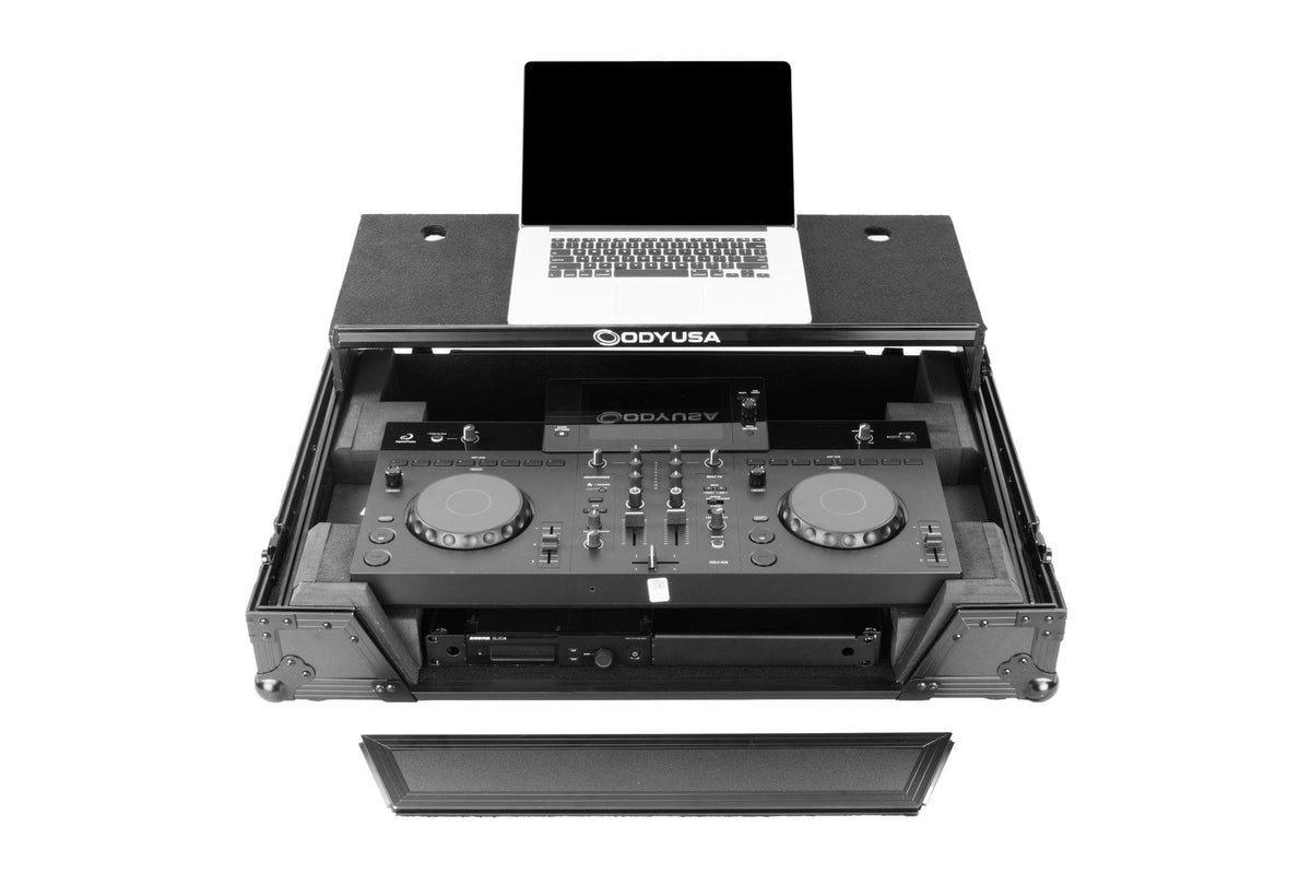 Odyssey FZGSXDJANW1BL AlphaTheta XDJ-AN Black Label 1U Flight Case with Glide Style Laptop Platform and Wheels image 2