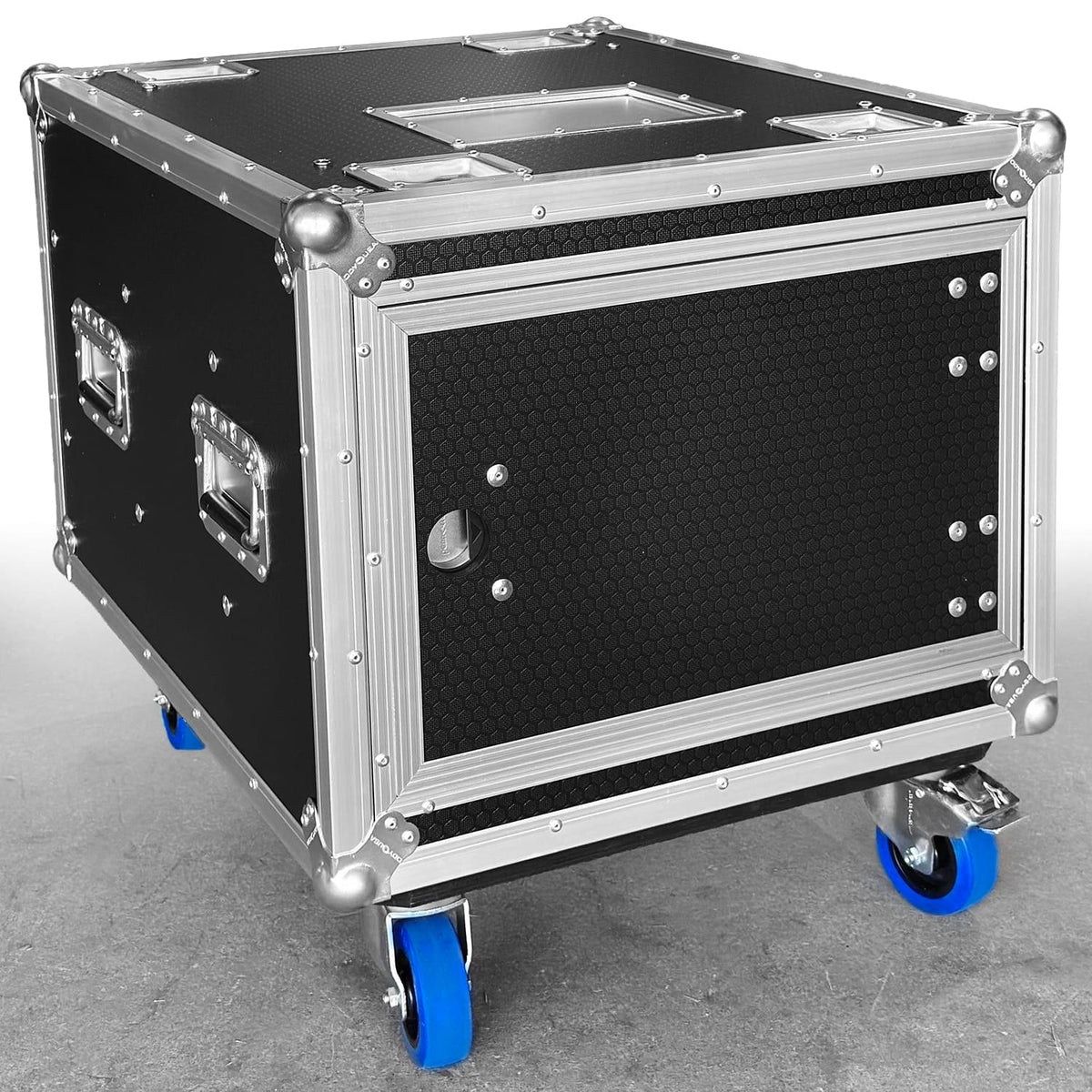 Odyssey OPSR08UW - Odyssey Professional 8U Black Hex Board Slam Rack with Casters.