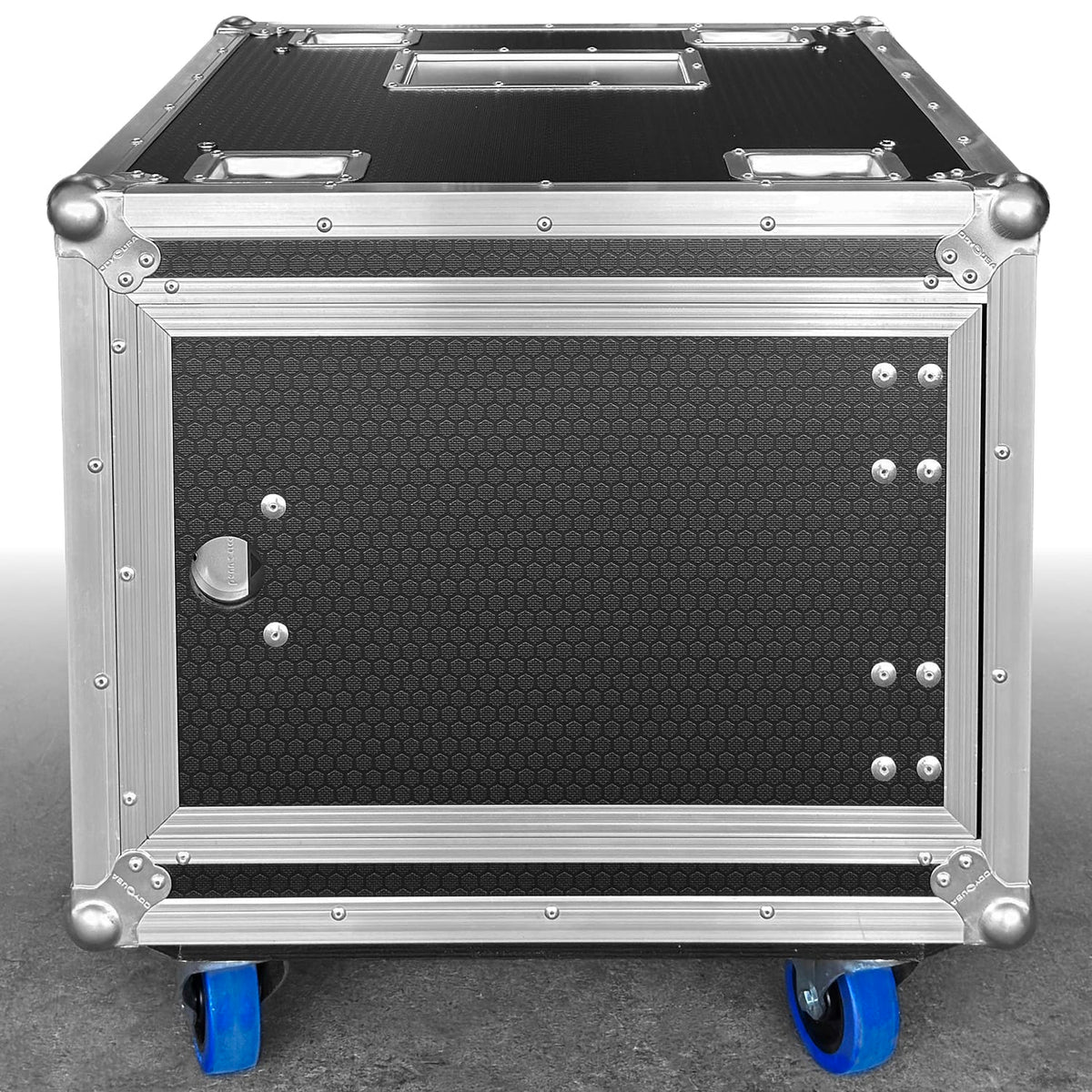 Odyssey OPSR08UW - Odyssey Professional 8U Black Hex Board Slam Rack with Casters.