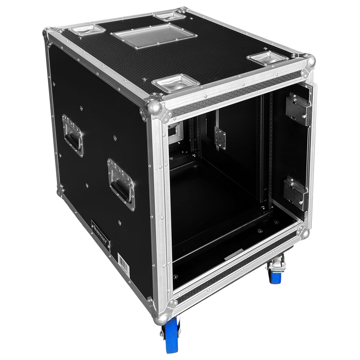 Odyssey OPSR12UW - Odyssey Professional 12U Black Hex Board Slam Rack with Casters.